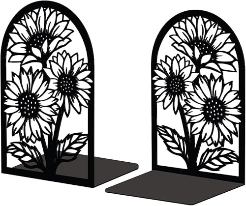 Miniatura 8 de Peacoblue Sujetalibros de metal para estantes, modernos topes decorativos resistentes para libros de estudio, para oficina, escritorio, estante,