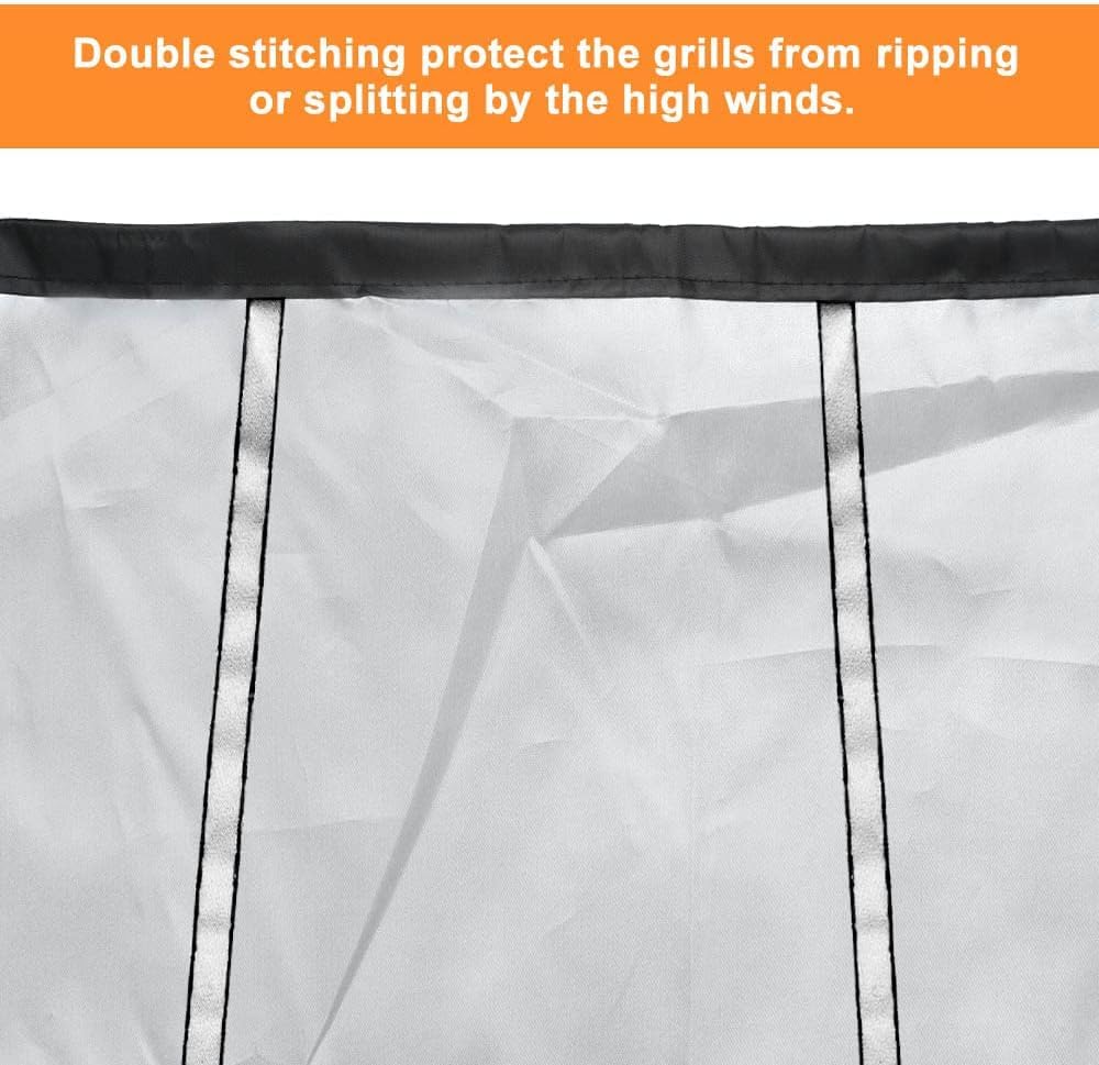 Ezilif Waterproof Barbecue Covers-165x70x125 cm, Oxford Heavy Duty Large BBQ Cover with Reflective Strips, Rip-Proof, UV & Waterproof Outdoor Gas Barbecue Cover for Weber, Brinkmann, Char Broil — view 4