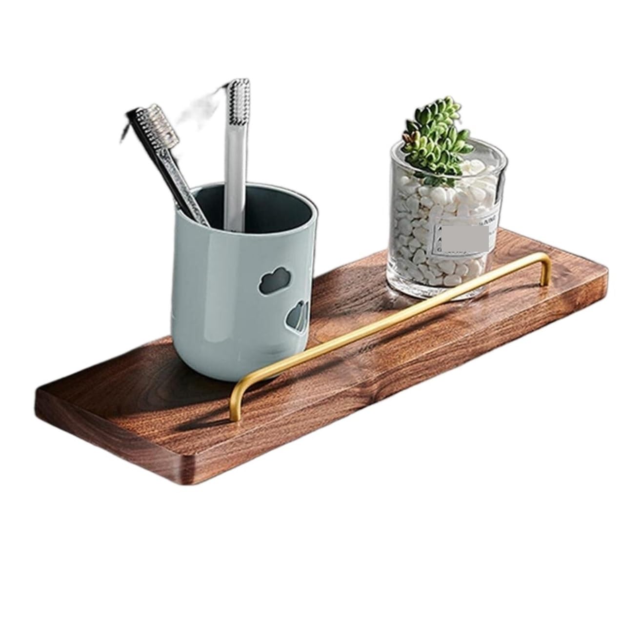 AZHKJKZH Shower Shelf Wooden Shower Shelves No Drilling Basket Wall Mounted For Bathroom Kitchen Bathroom Accessories(30cm)