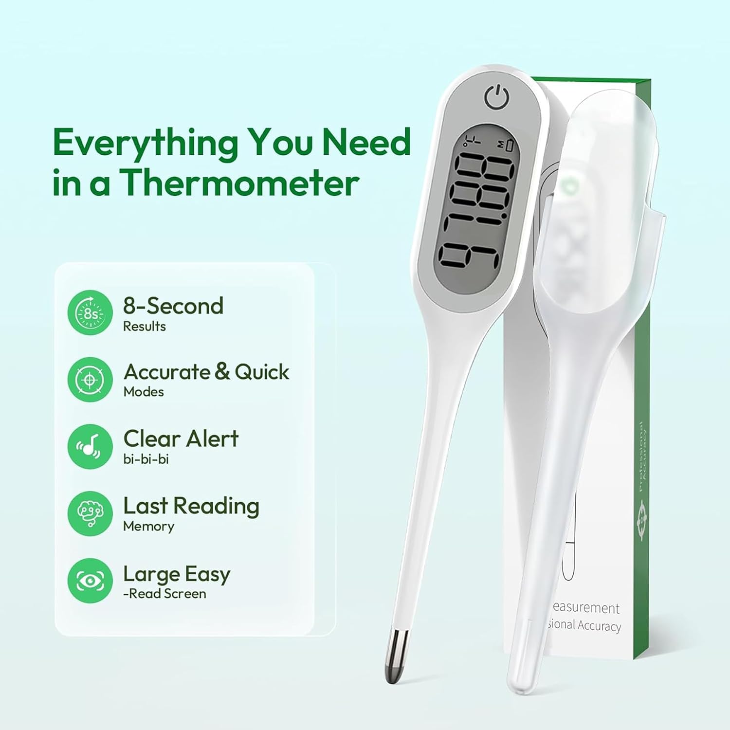 8 Seconds Basal Thermometer for Adult & Kids, Accurate & Safe Thermometer