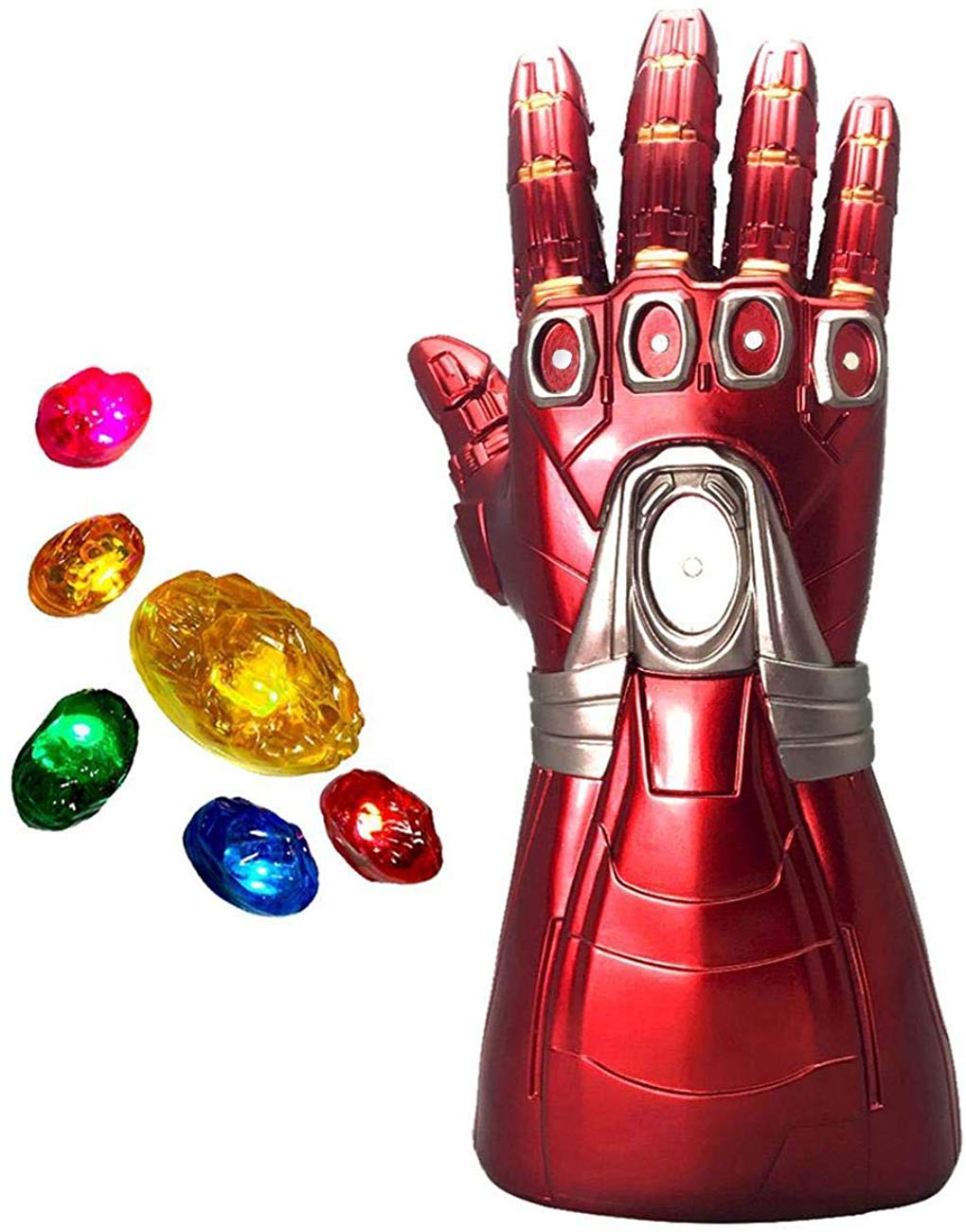 Iron Man Infinity Gauntlet,Iron Man Infinity Glove LED with Removable Magnet Infinity Stones-3 Flash Mode.