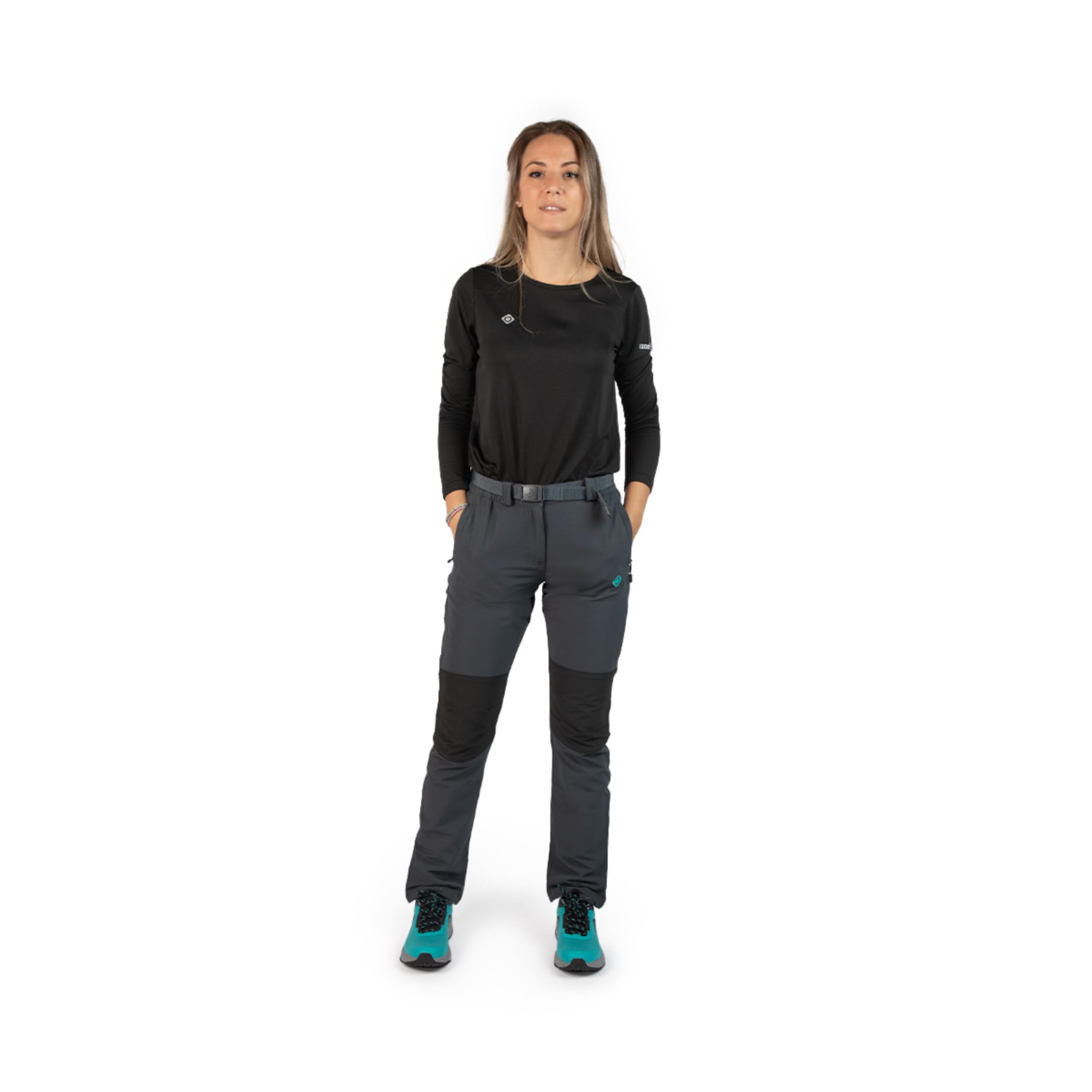 Izas Vinson W Pantalón Mount-Stretch para Mujer. Repelente al Agua, Transpirable y elástico. Interior perchado y Rodillas Preformadas. Bolsillos con Cremallera y Tapeta. Ajuste Relajado