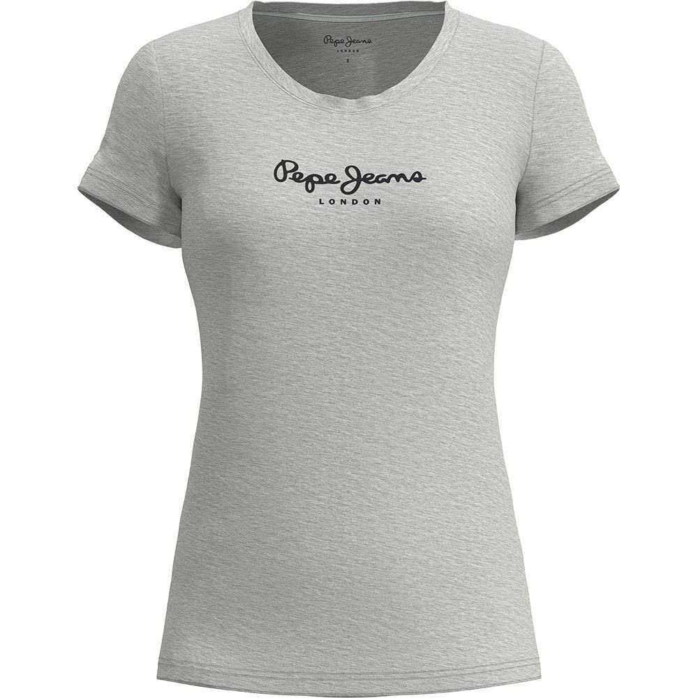 Pepe Jeans New Virginia Women's T-Shirt Slim Fit Short Sleeve Grey (Grey Marl), XS