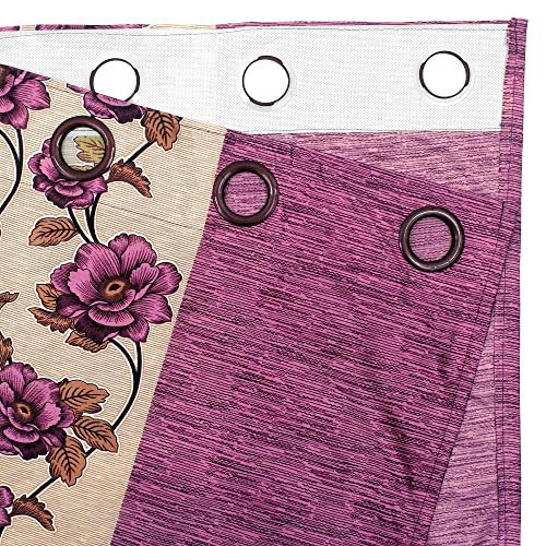 Image of Door Curtains 7 feet Long Set of 2 | Floral Design | Polyester, Light Filtering Curtains and Drapes | Curtains for Living Room | (118 x 215 cm, Pink & Cream) | Perfect for Home Decor