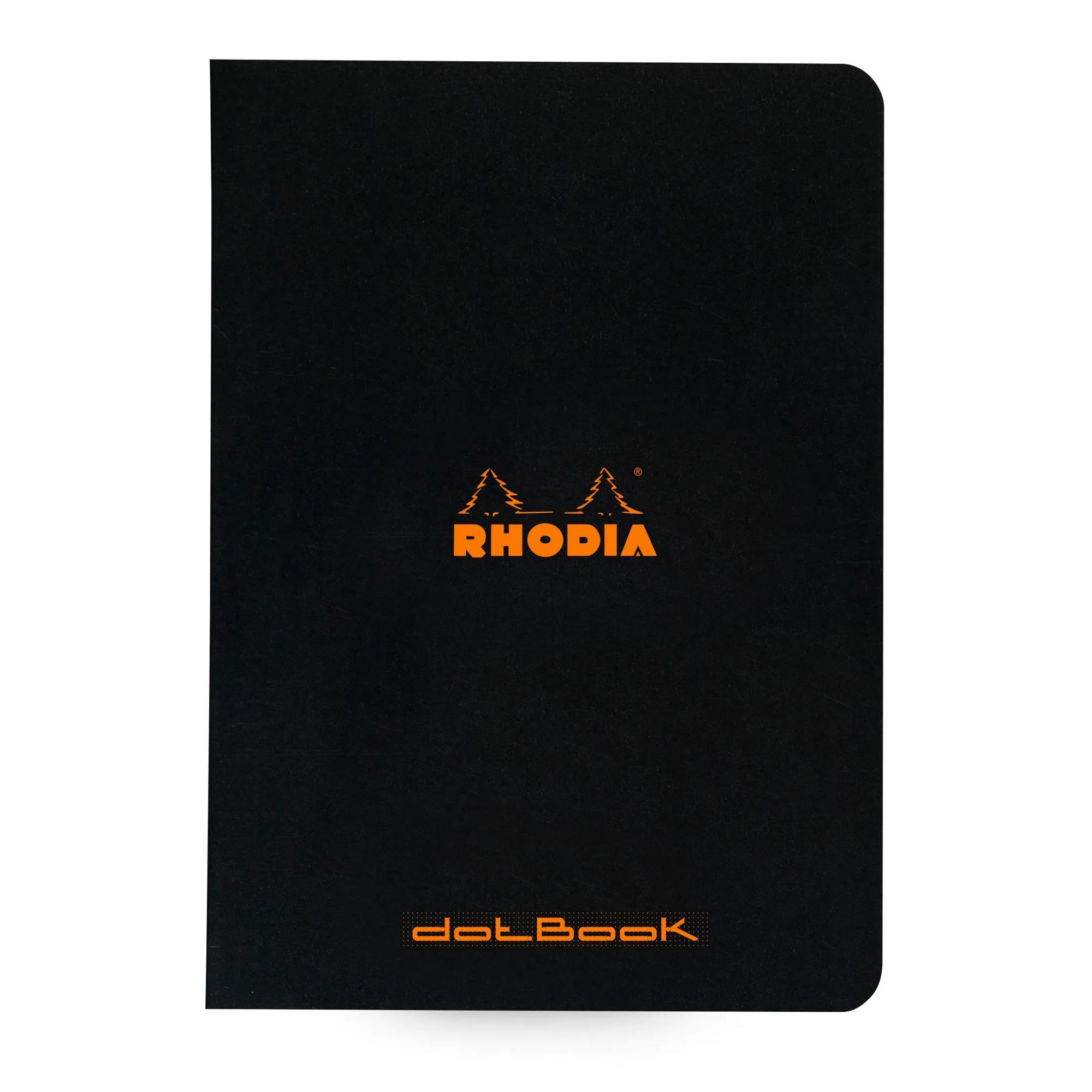 Rhodia 119186Cpack - A pack of 10 Black Staplebound Notebooks - A5 - Dotted - 96 pages - 80 gsm Clairefontaine White paper - Waterproof Soft Coated Card Cover