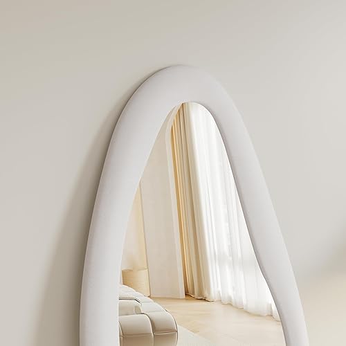 Miniatura 5 de Espejo de longitud completa, espejo de 63 x 24 pulgadas, espejo irregular para montar en la pared, espejo de pie con franela, espejo de cuerpo