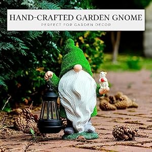 Garden Gnome with Squirrel 118 Gnomes with Solar Lantern Garden Statues Outdoor Clearance Garden Gnomes Outdoor Funny for Patio Decor Fall Gnomes