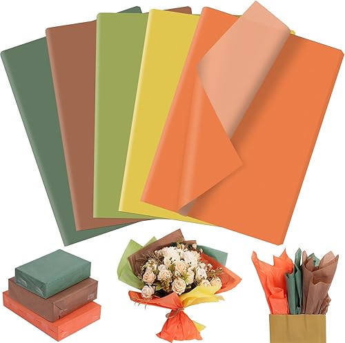 120 hojas de papel de seda de otoño a granel, 20 x 14 pulgadas, papel de regalo para otoño, cumpleaños, boda, baby shower, manualidades, día de