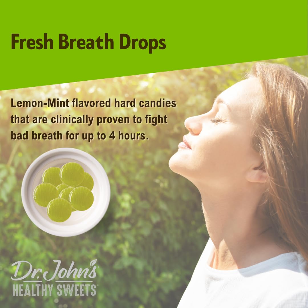Dr. John's Healthy Sweets Fresh Breath Drops Lot de 24 gouttes d'haleine sans sucre, sans colorant, à base de plantes, compatibles avec le régime cétogène, sac de 109,1 g