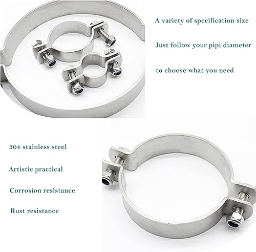 Miniatura 6 de AKIHISA 2 unids 4 pulgadas resistente rígido sin mango de tubo plano abrazadera 304 acero inoxidable anillo dividido suspensión ID 4.000 in