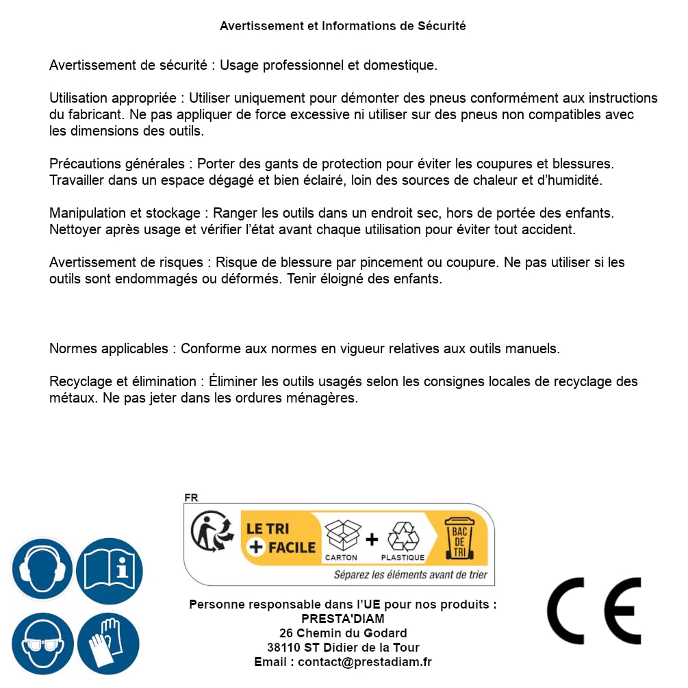 D-Work - Juego de desmontaje de neumáticos (4 unidades, 300, 400, 500, 600 mm, acero resistente, montaje y desmontaje fáciles
