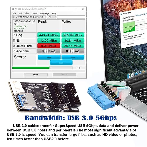 Image of xiwai Dual Ports USB 3.0 19 /20Pin Female Header Splitter to Type-E Cable or 19 /20Pin PCBA Type Adapter Splitter HUB 5Gbps