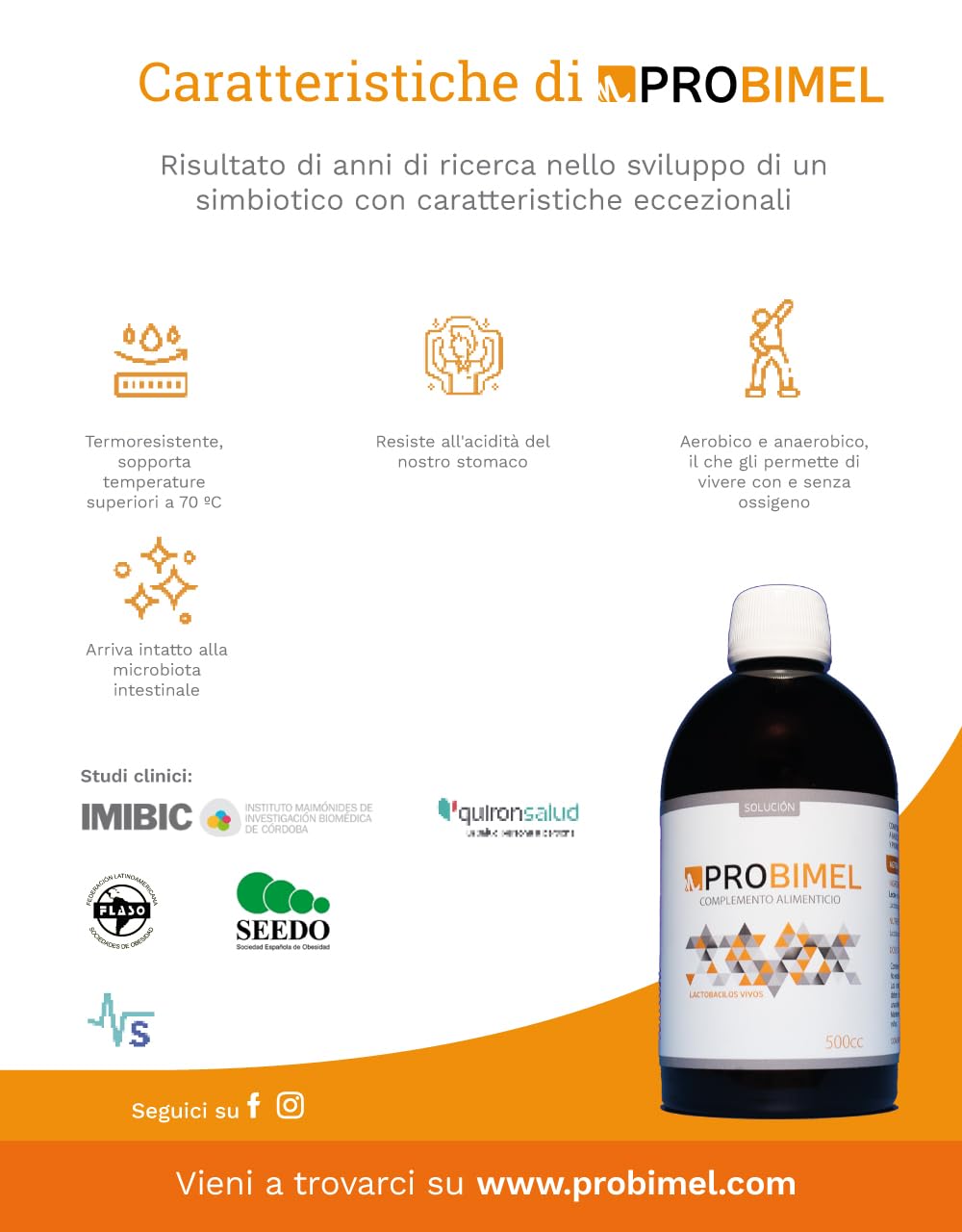 Fermenti Lattici, Probiotici per intestino, PROBIMEL 500. Lactobacillus e spore generatore di enzimi digestivi, colon irritabile, 100 giorni