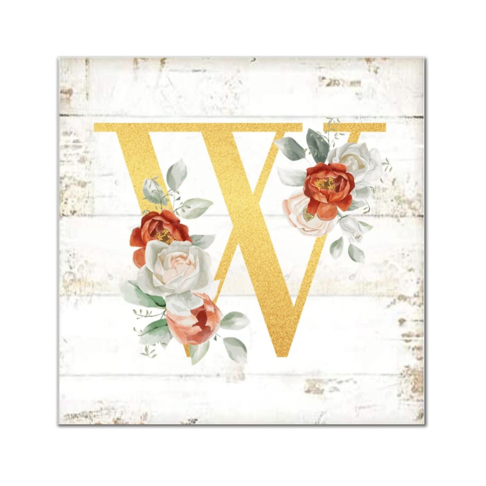 Lettre W en bois dorée de style rétro, décoration murale de 40,6 cm