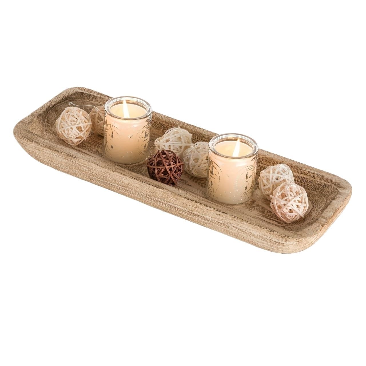 LIANXIBAG 150pcs Wooden Dough Bowl Oval Display Tray Candle Storage Rectangular(Wooden color)