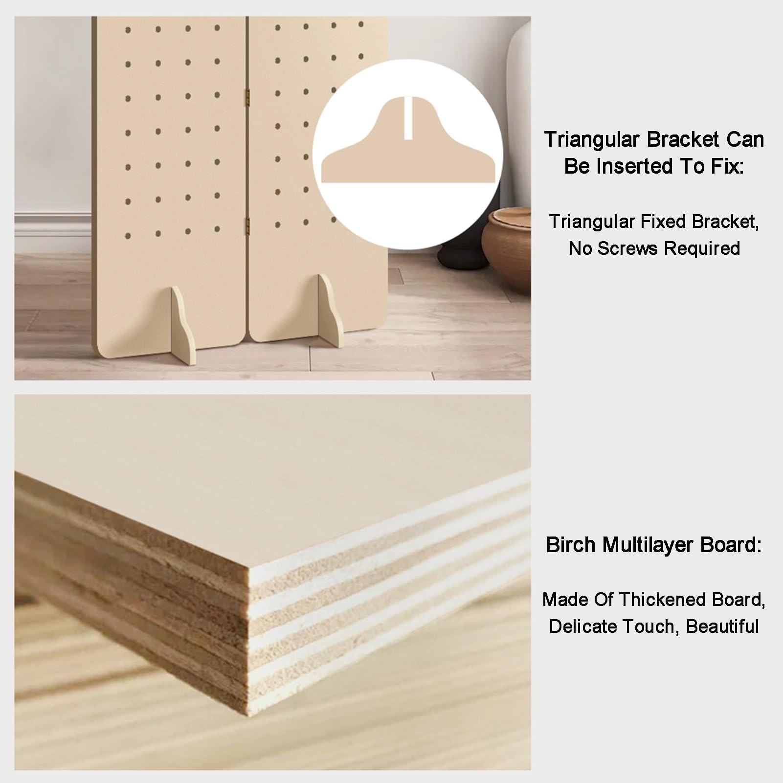 Pegboard-Raumteiler, Pegboard-Trennwand aus Holz, zusammenklappbarer Sichtschutz, Pegboard-Ausstellungsständer für Juweliergeschäfte, Basare, Schlafzimmer (Stil 1, 3 Paneele)