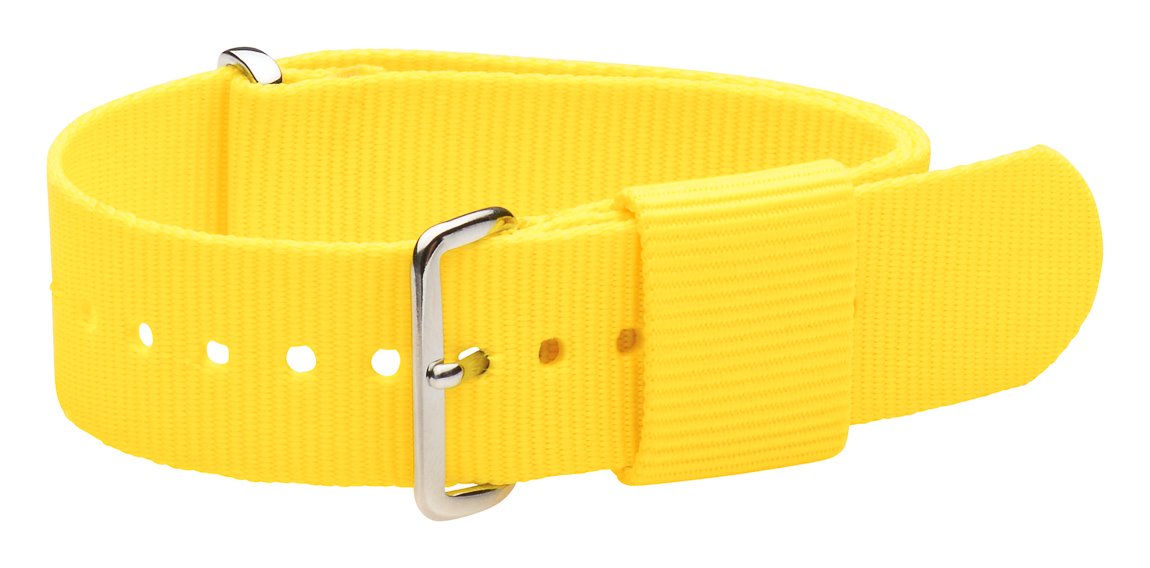 Clockwork Synergy, LLC 18mm Ballistic Ss Nylon Loop Solid Yellow Interchangeable Replacement Watch Strap Band