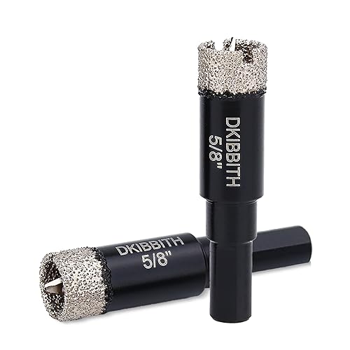 DKIBBITH Juego de brocas de diamante de 5/8" con broca piloto - Paquete de 2 brocas de diamante de 5/8" con punta de diamante para agujeros en