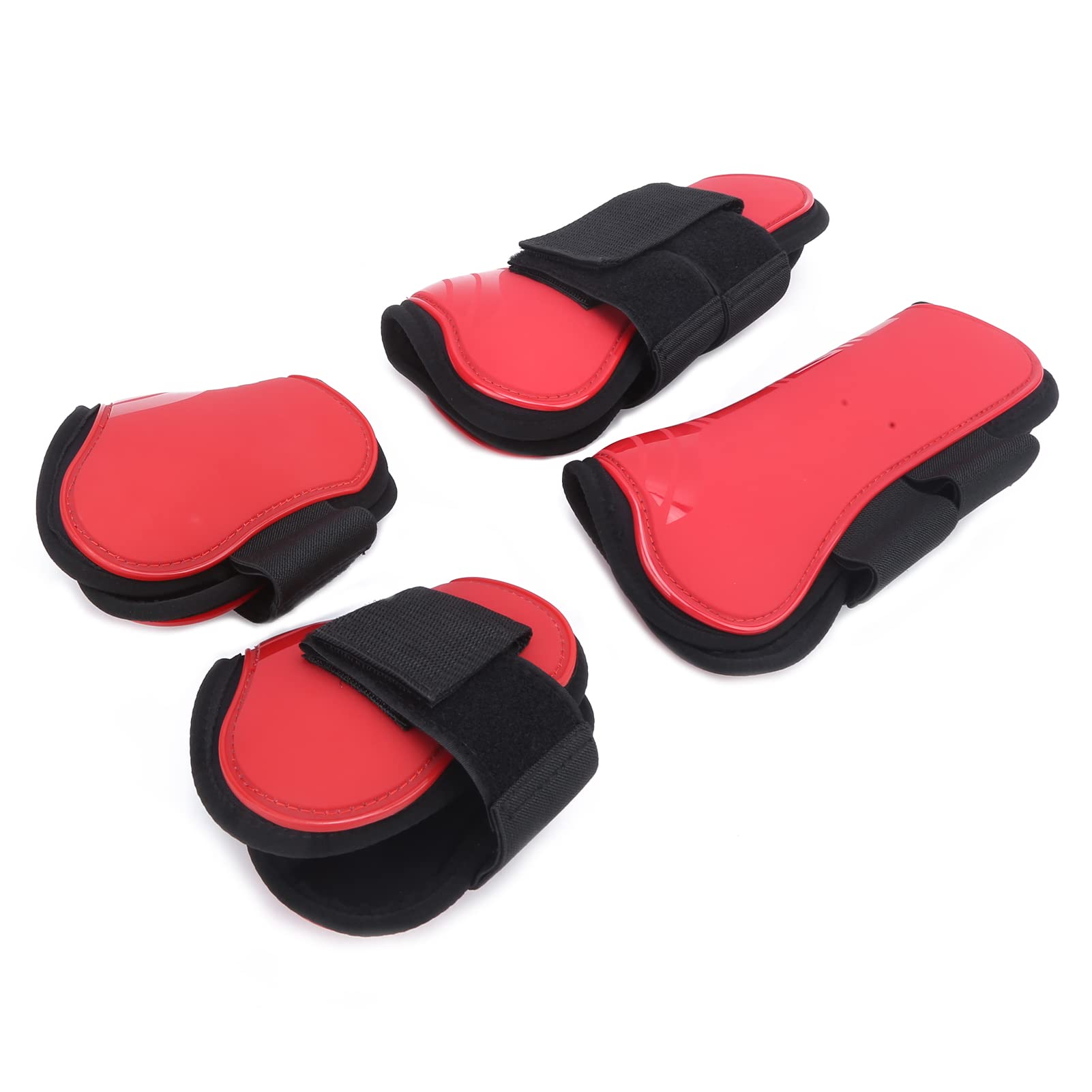 Paratendini per Cavallo Protezione Spessa con Guscio in PU per Equitazione - Confezione da 4 Colori Rossi, Eccellente Ammortizzazione e Supporto per Le Gambe