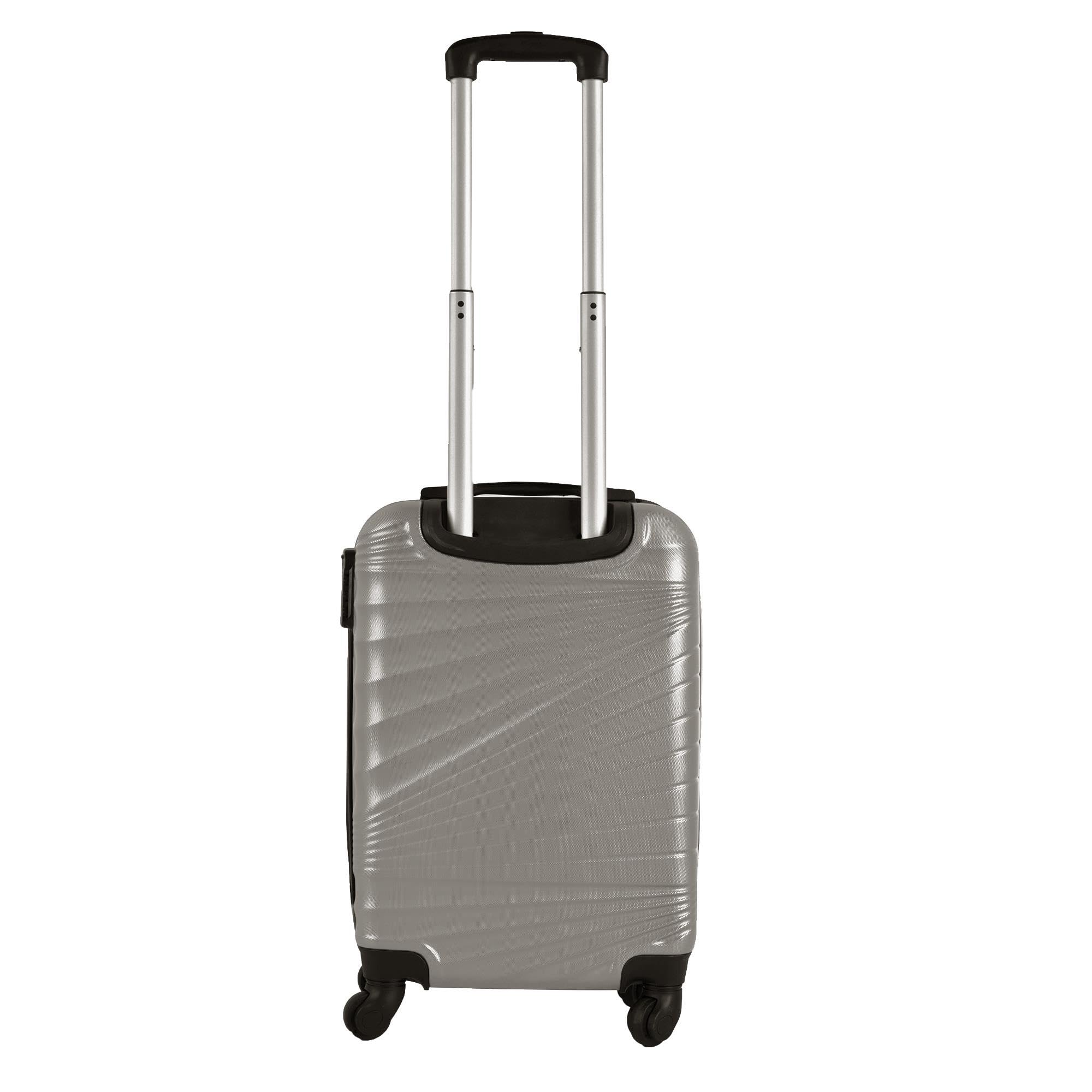 WELL HOME MOBILIARIO & DECORACIÓN Set di 3 valigie ABS rigide in argento nudo metallizzato, Argento Nudo, Set di valigie rigide