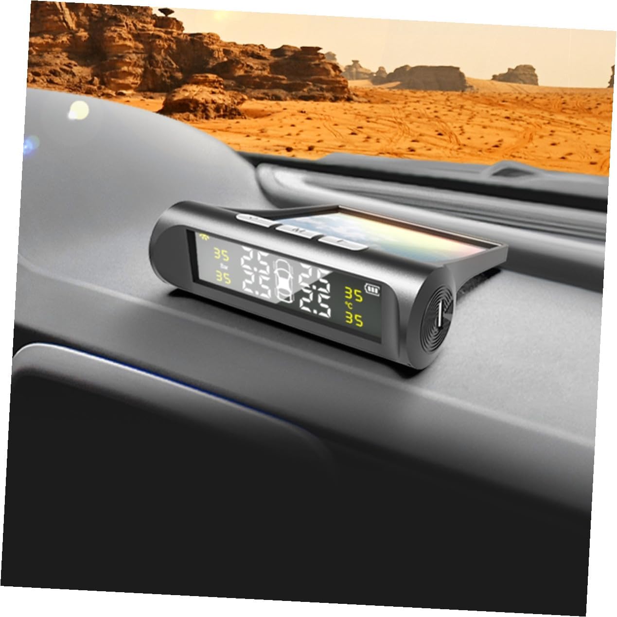 Solar Powered Tire Pressure Monitor with Digital Display Low Pressure Alarm High-Precision Auto Sensor for Cars Suvs and Trucks Easy Installation