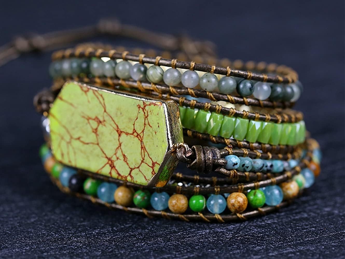 ZOSOJONA Women Wrap Bracelets Boho Natural Stone Jasper Turquoises Strand Bracelet Jewelry Collection - Image 2