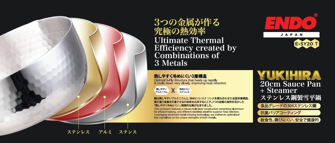 Endo E-SY20T Yukihira Saucepan with Steamer, 20cm : Amazon.sg: Home