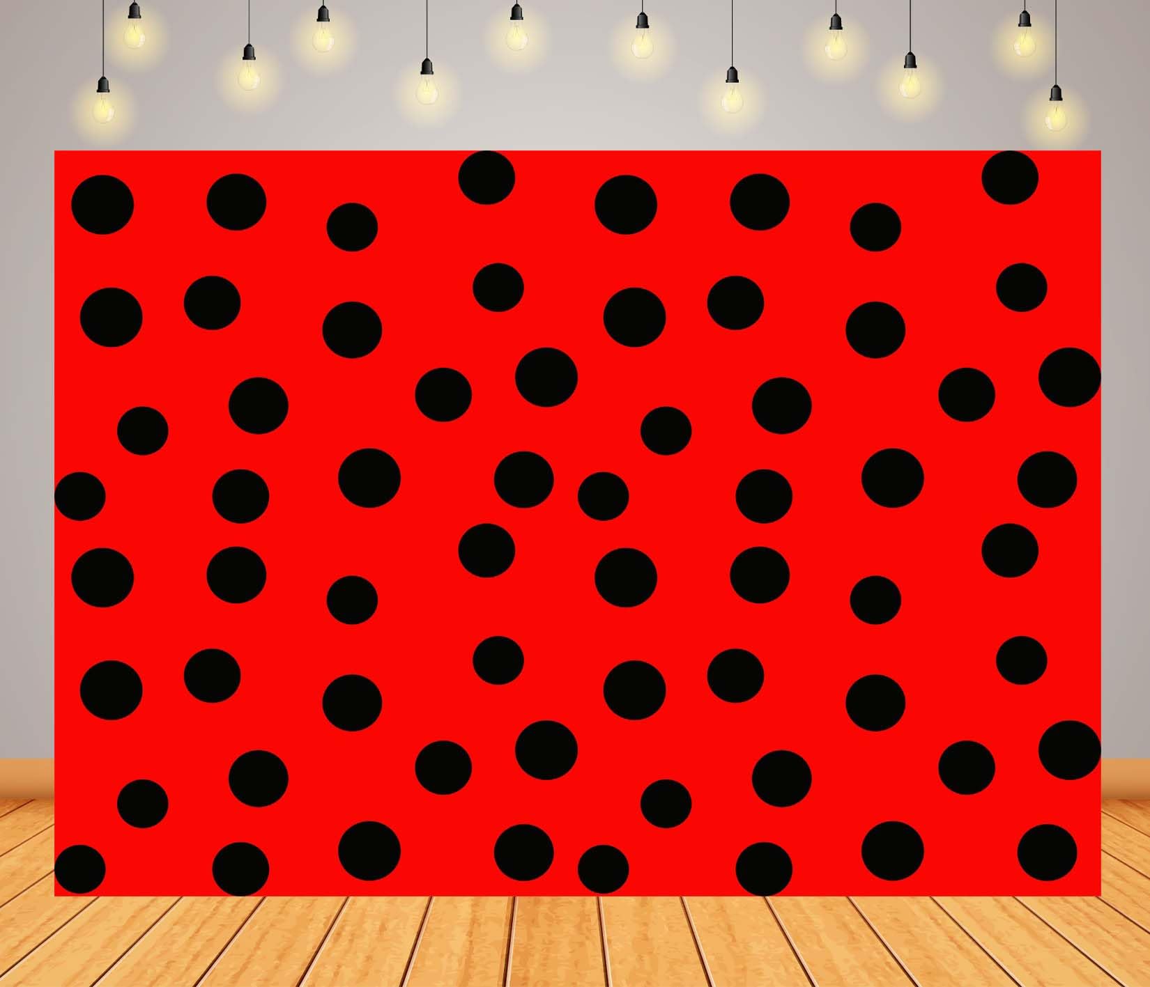 BELECO 6x3m Telo sfondo tema coccinella | Punti neri e rossi sfondo tema coccinella festa bambine banner baby shower accessori fotografici