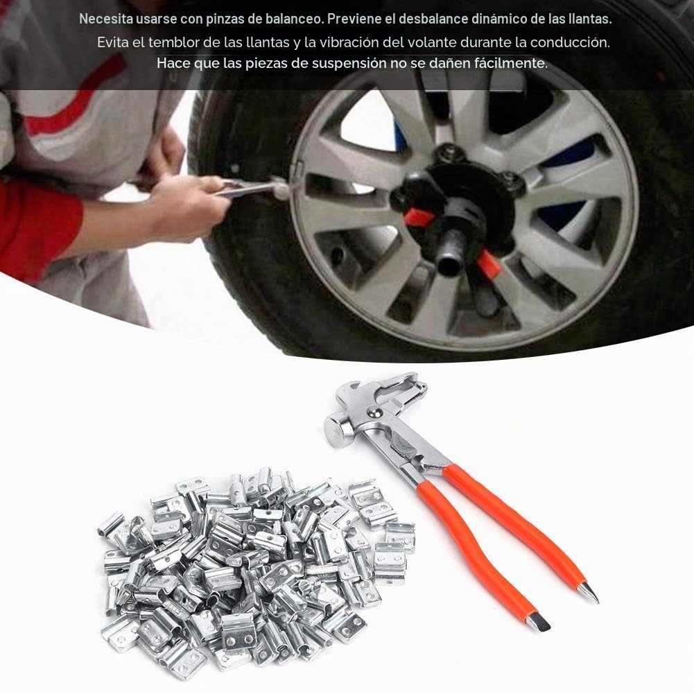 Contrapesos para Ruedas con Clip, Fydun 100 Piezas 10 G/0,35 Oz Aleación de Aluminio Equilibrio de Peso de Rueda de Gancho con Clip Reparación de Llantas para Automóviles Estilo P