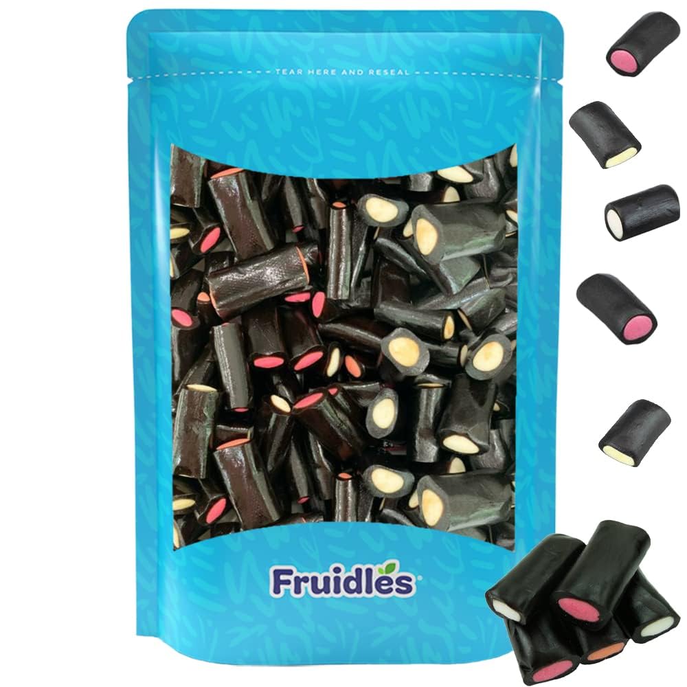 Fruidles Licorice Rockies Gummies, Soft And Sweet Black Bites With a Creamy Sweet Center, Fun for Snacking, Parties, Events, and Platters, Non-GMO (