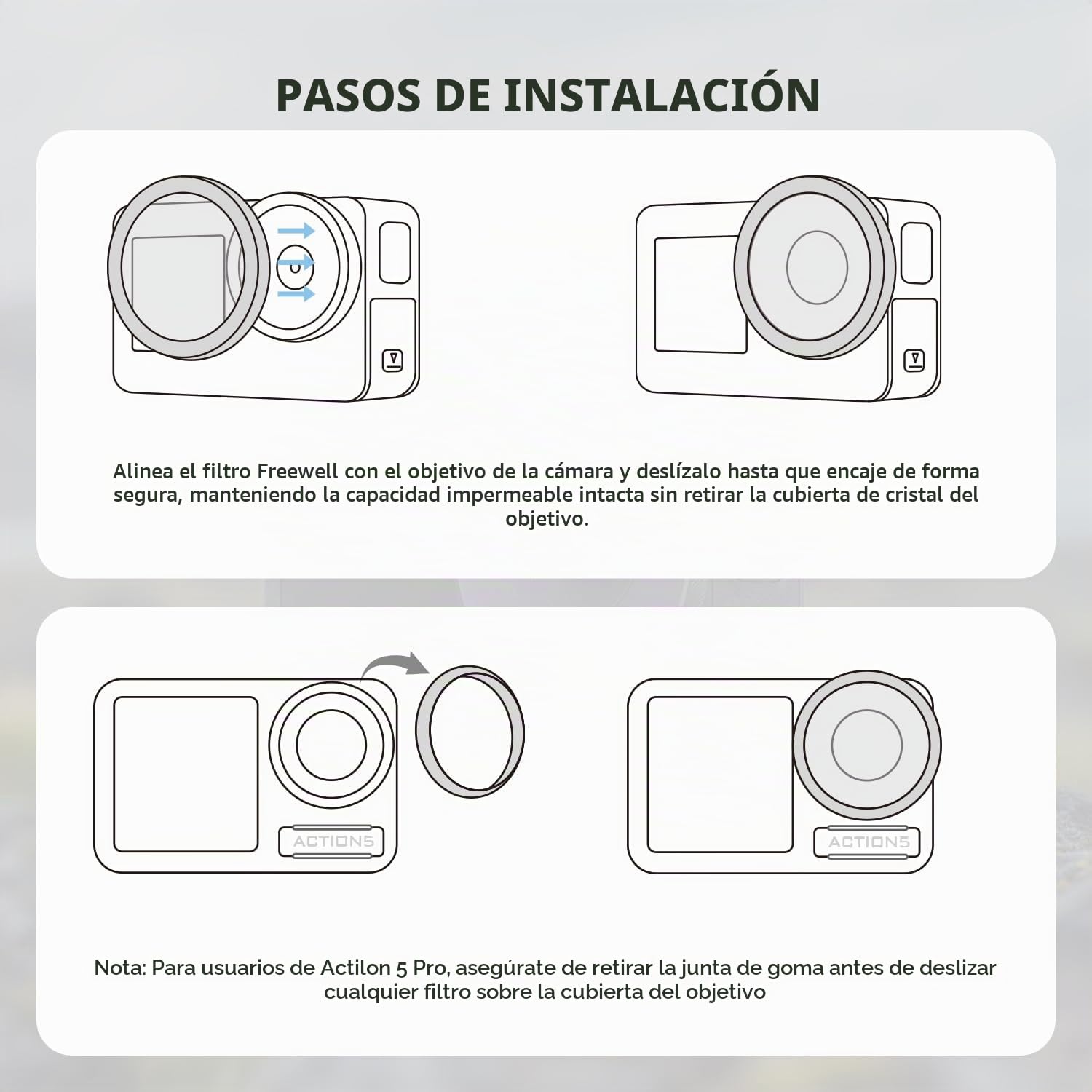 Freewell Filtros Compatibles con Osmo Action 5 Pro/Action 4/Action 3 (Kit ND/PL de Luz Diurna)