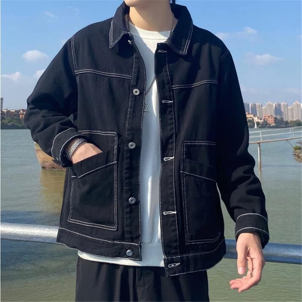 Black Jacket Spring And Autumn Hong Kong Men's Tooling Denim(M code)