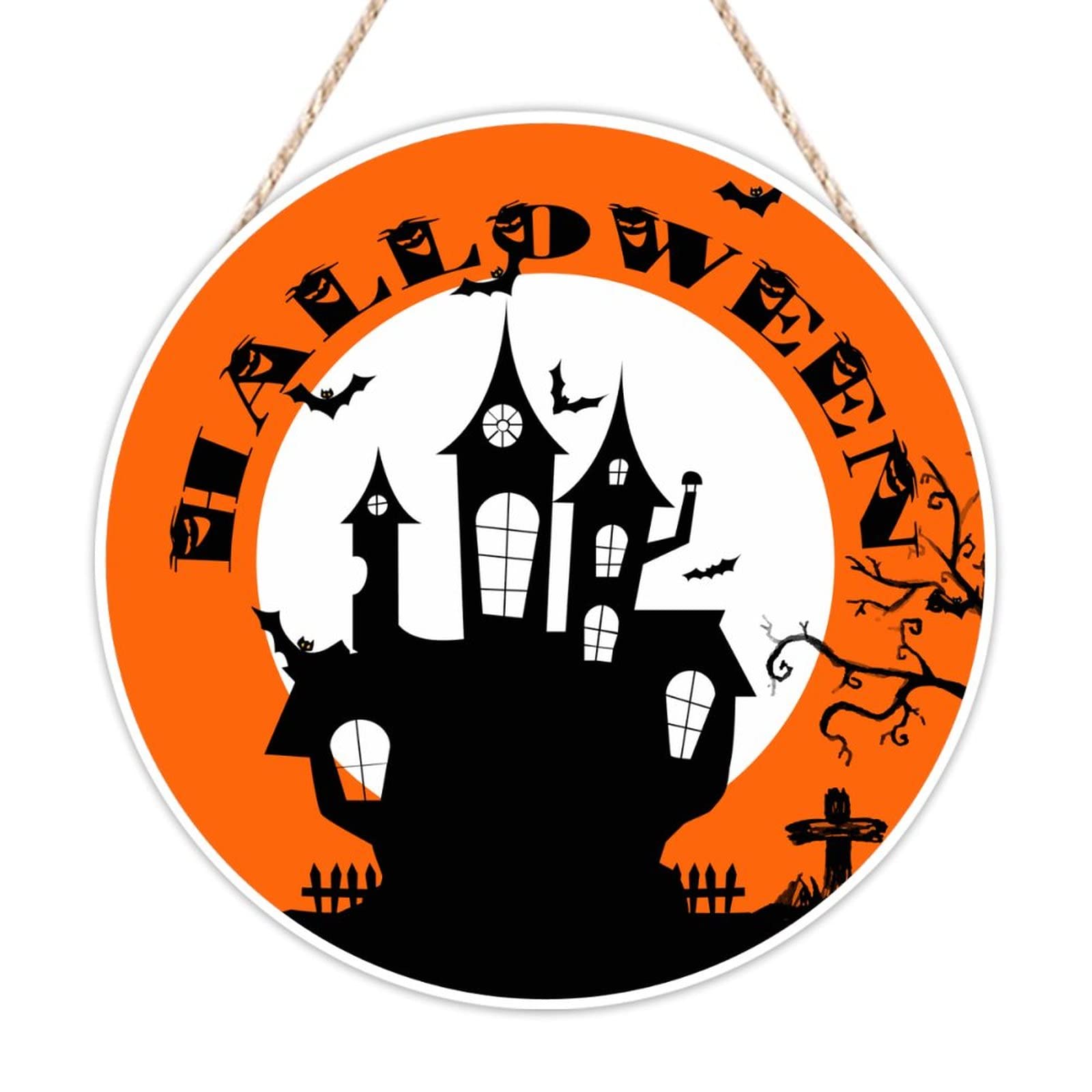 Panneau de bienvenue Halloween maison hantée en bois déco murale cuisine 40 cm