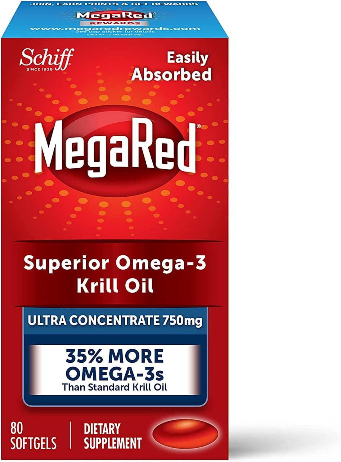 Megared Ultra Strength Krill Oil Omega 3 Supplement