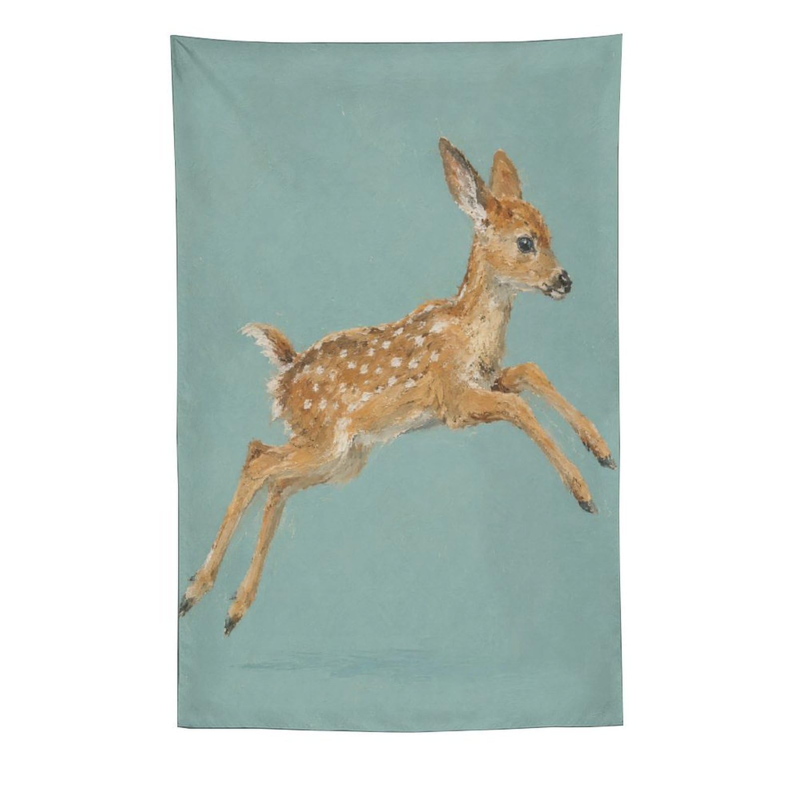 H3B8U2Y5 Leaping Fawn Wall Tapestry, Realistic Illustration, Entryway