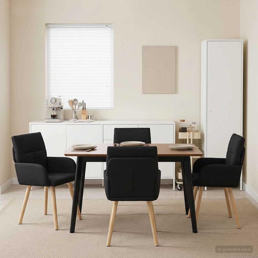 Sillas de Comedor 4 uds. Tela Negro 60 x 56 x 96 cm, Sillas de Comedor, 36.2 kg-3428359
