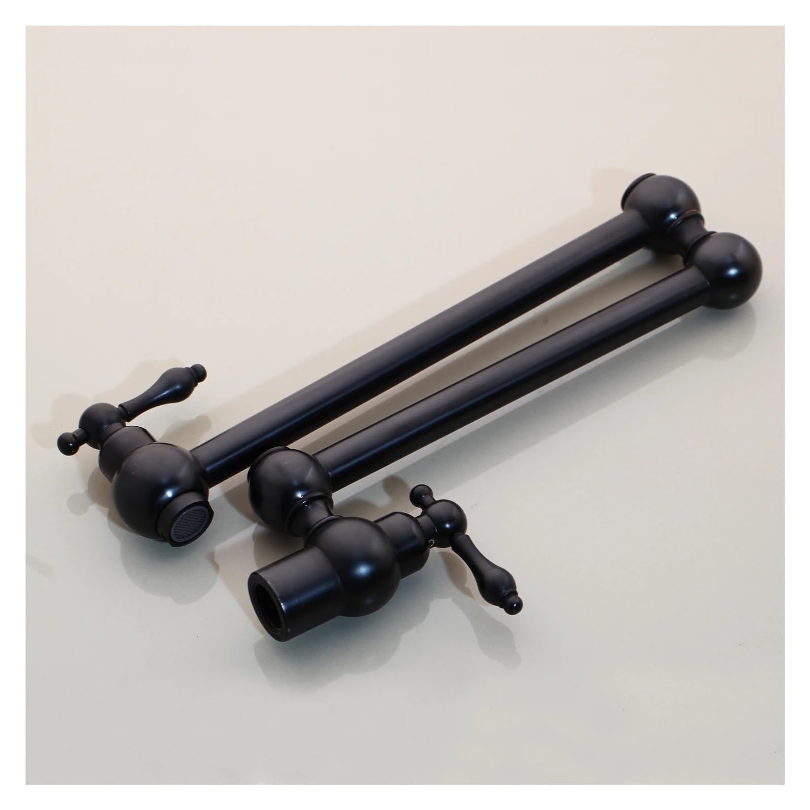 Grifo de cocina latón montaje en pared con brazo oscilante extensible plegable y boquilla doble articulación níquel negro bronce(Brushed Nickel)