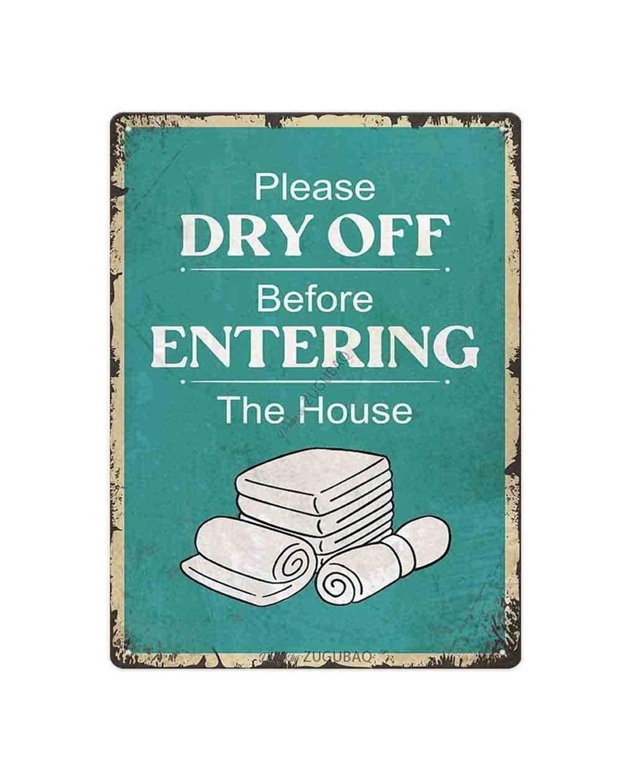 CBQZCHWDKT Vintage Pool Rules Metal Sign Featuring a Dry Off Before Entering Message Rustic Tin Wall-Art for Backyard Home Deck Fence 8 X 12 inch​