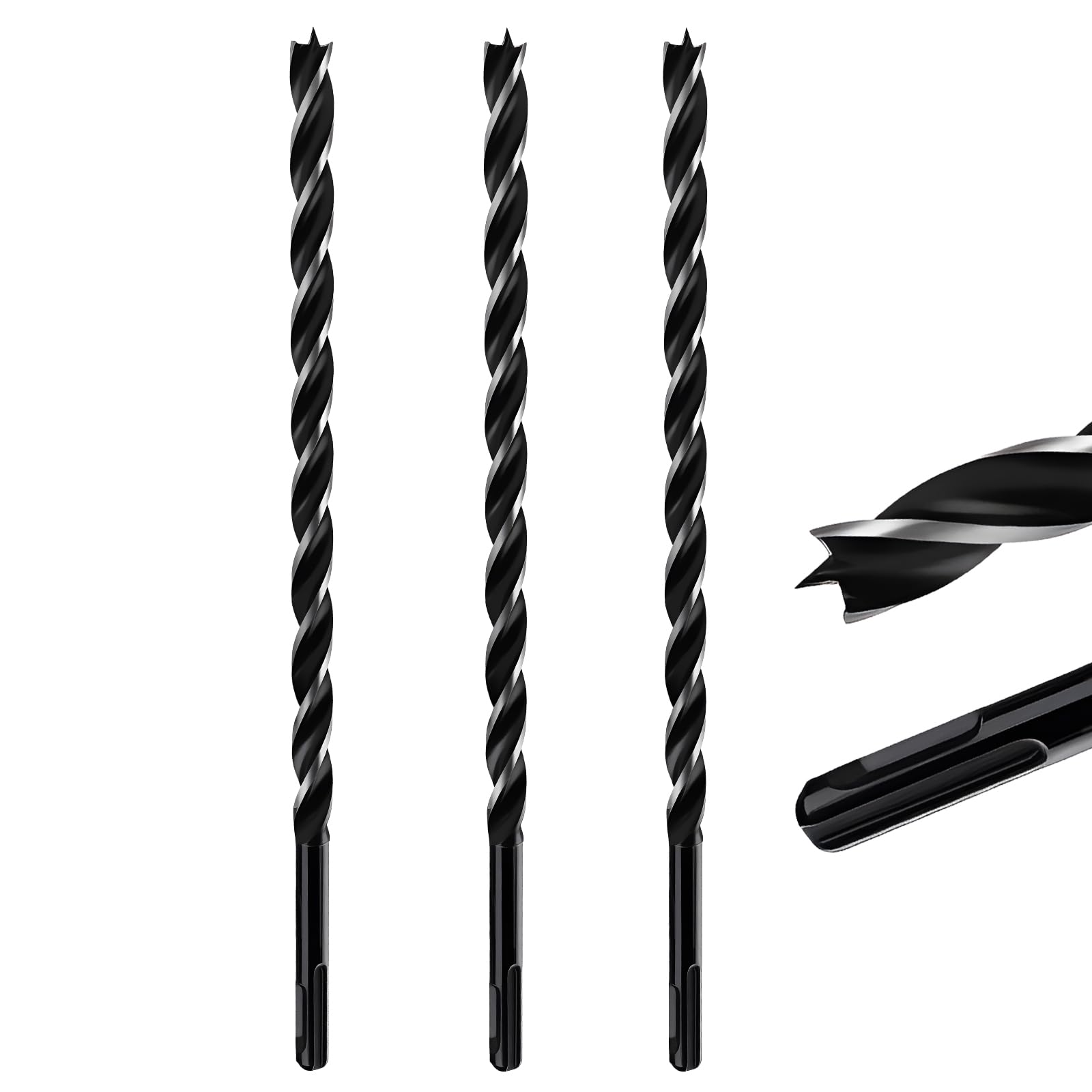 MOXPIFY Extra Long 14mm x 300mm Auger Drill Bit 3pcs SDS Plus, SDS Wood Auger Drill Bits for Woodworking