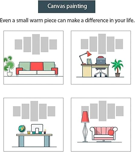 Miniatura 6 de 5 piezas de arte de pared en lienzo para sala de estar, bosque en noche estrellada, hermoso inicio, cielo, naturaleza, paisaje, pintura HD para