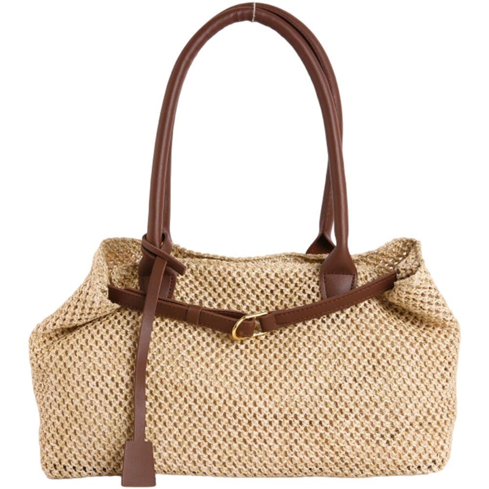 Fituenly Women’s Pvc Woven Tote Bag, Comfortable Shoulder Handbag, Casual Bag for Travel, Picnic, Street and Summer Use