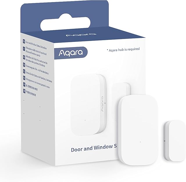 Aqara Door and Window Sensor, Requires AQARA HUB, Zigbee Connection, Wireless Mini Contact Sensor for Alarm System and Smart Home Automation, Compatible with Apple HomeKit, Alexa, Works with IFTTT