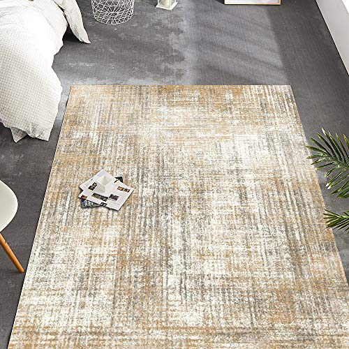 jinchan Low Pile Area Rug Floorcover Modern Abstract Colorful Indoor Mat Taupe 4'x