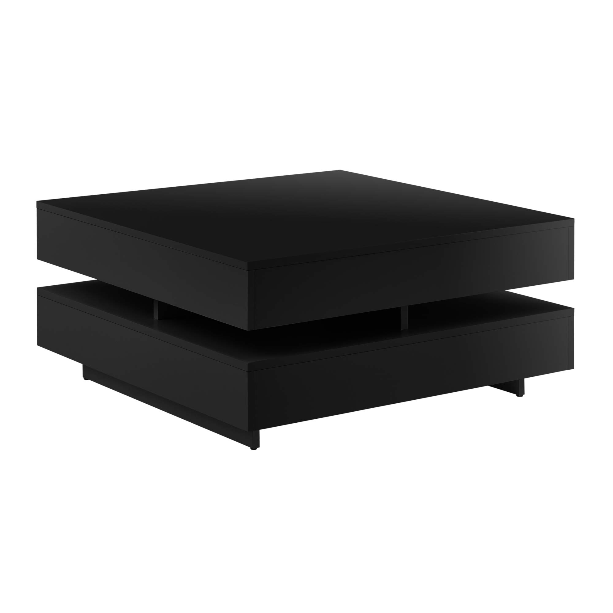 [en.casa] Couchtisch 'Märsta' 75x75x35,5 cm Beistelltisch mit Ablagefächern Sofatisch Tisch Spanplatte Schwarz