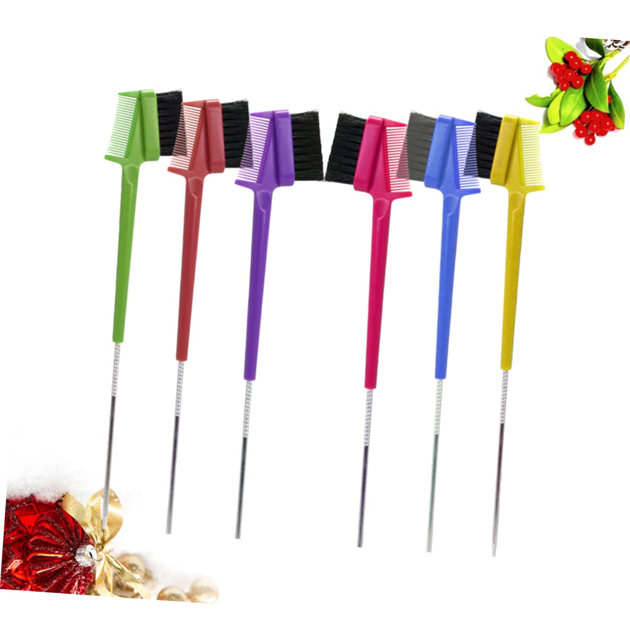 minkissy Double-ended Eyebrow Brush Comb 6pcs Set Gentle Portable for Women Smooth Handle Makeup Tool