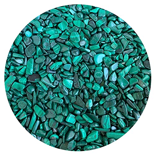 Image of 2 oz Lot Natural Semi Malachite Gemstone Chips, Crushed Mini Tumbled Crystals, Undrilled Crystal Chips (Malachite)
