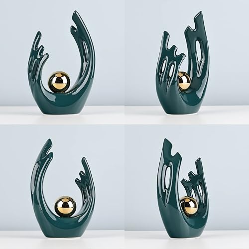 Miniatura 5 de Ceramic Abstract Statues and Sculptures, Modern Art Ceramic Statues, Cyan Living Room Modern Home Decor, Dining Table, Coffee Table, Shelf,