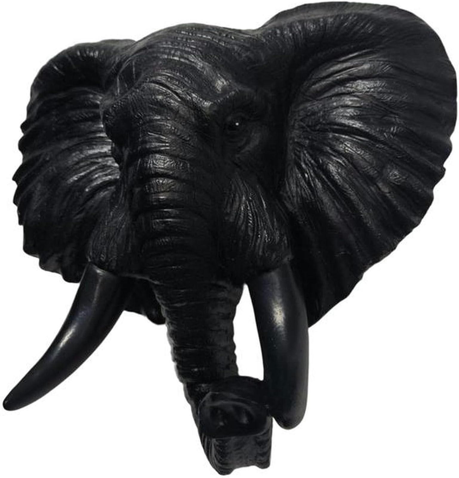 CHJJZXBF Elephant head statue, wall sculpture, artistic bust in resin,Black