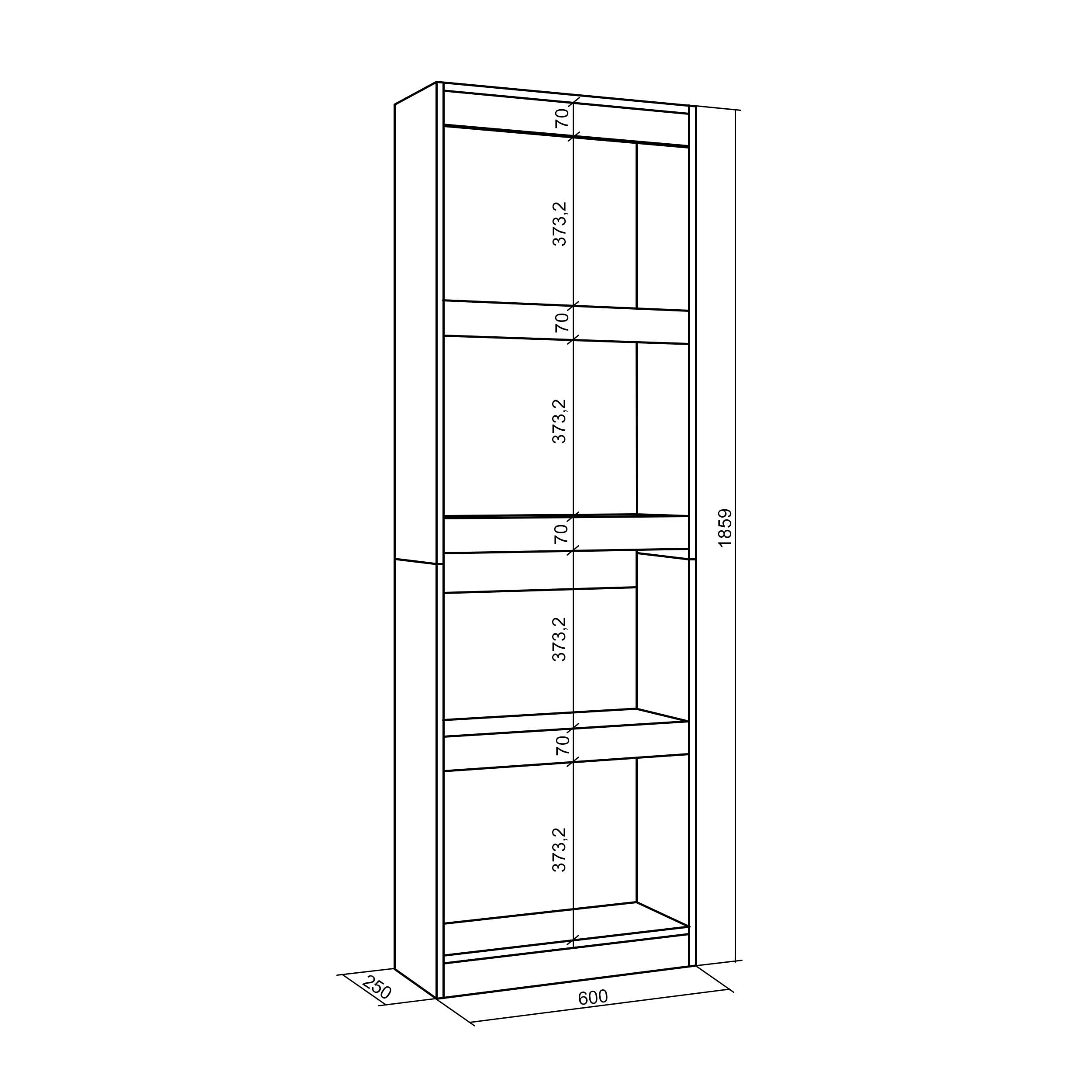 Skraut Home | Librería estantería | Estanteria Libros de Pared | 60x186x25cm | Salón - Comedor - Oficina | con Almacenaje | Estilo Moderno | Roble y Negro