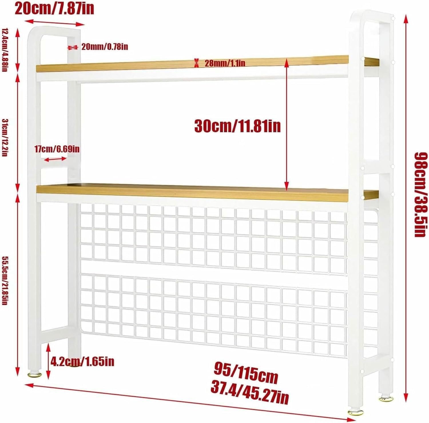 卓上ラック、デスク上収納ラック、机上ラック、 多目的木製デスクトップ本棚、金属フレームとグリッドパネル付き、オフィス、勉強部屋、寝室